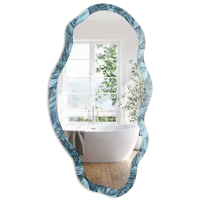 Miroir irrégulier à motif de feuilles bleues