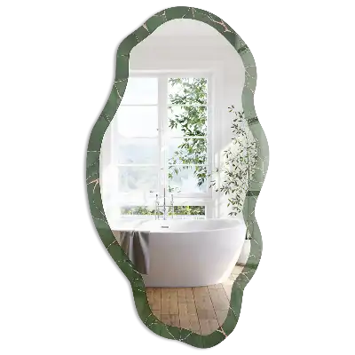Miroir décoratif irrégulier à motif de feuilles vertes