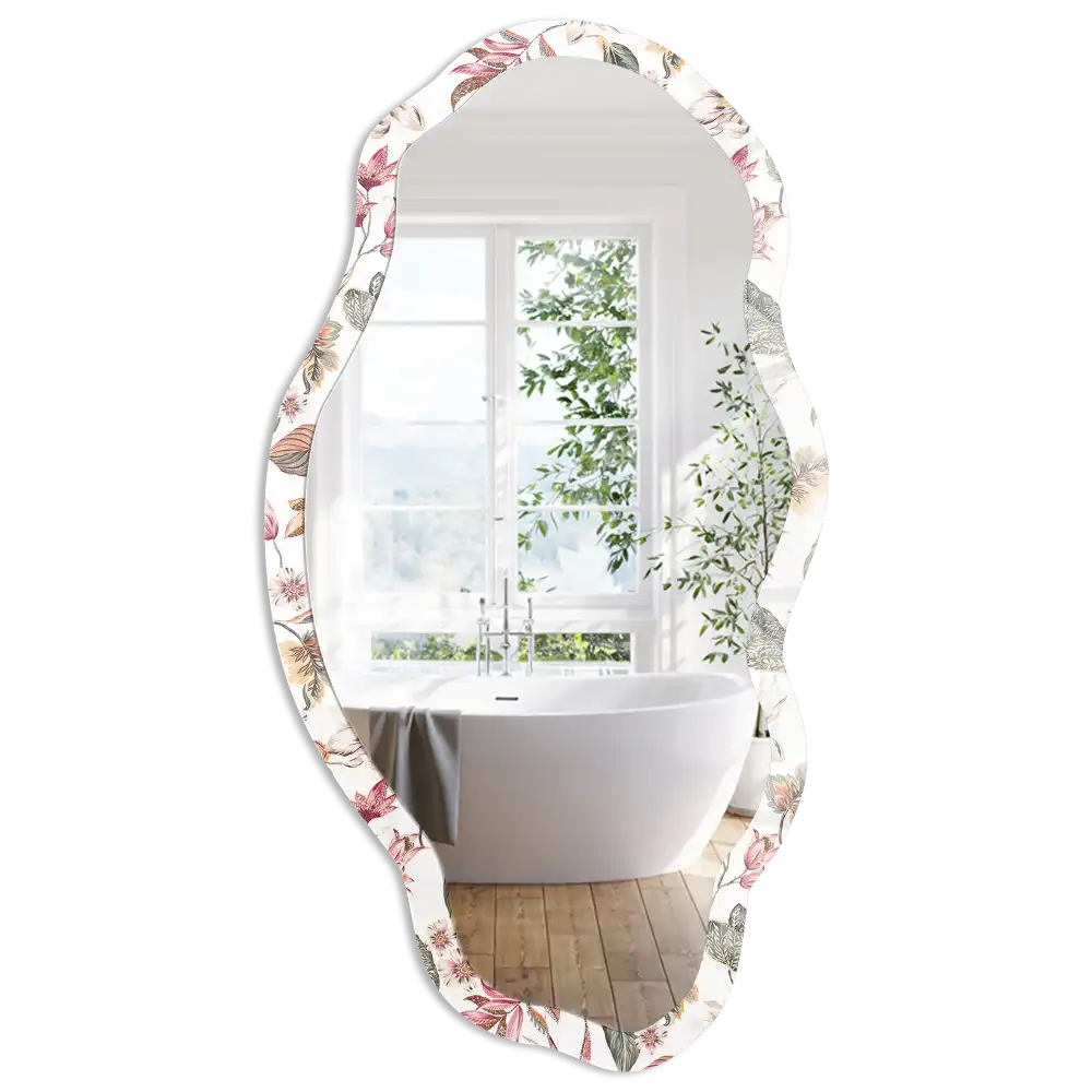 Miroir irrégulier à motif floral