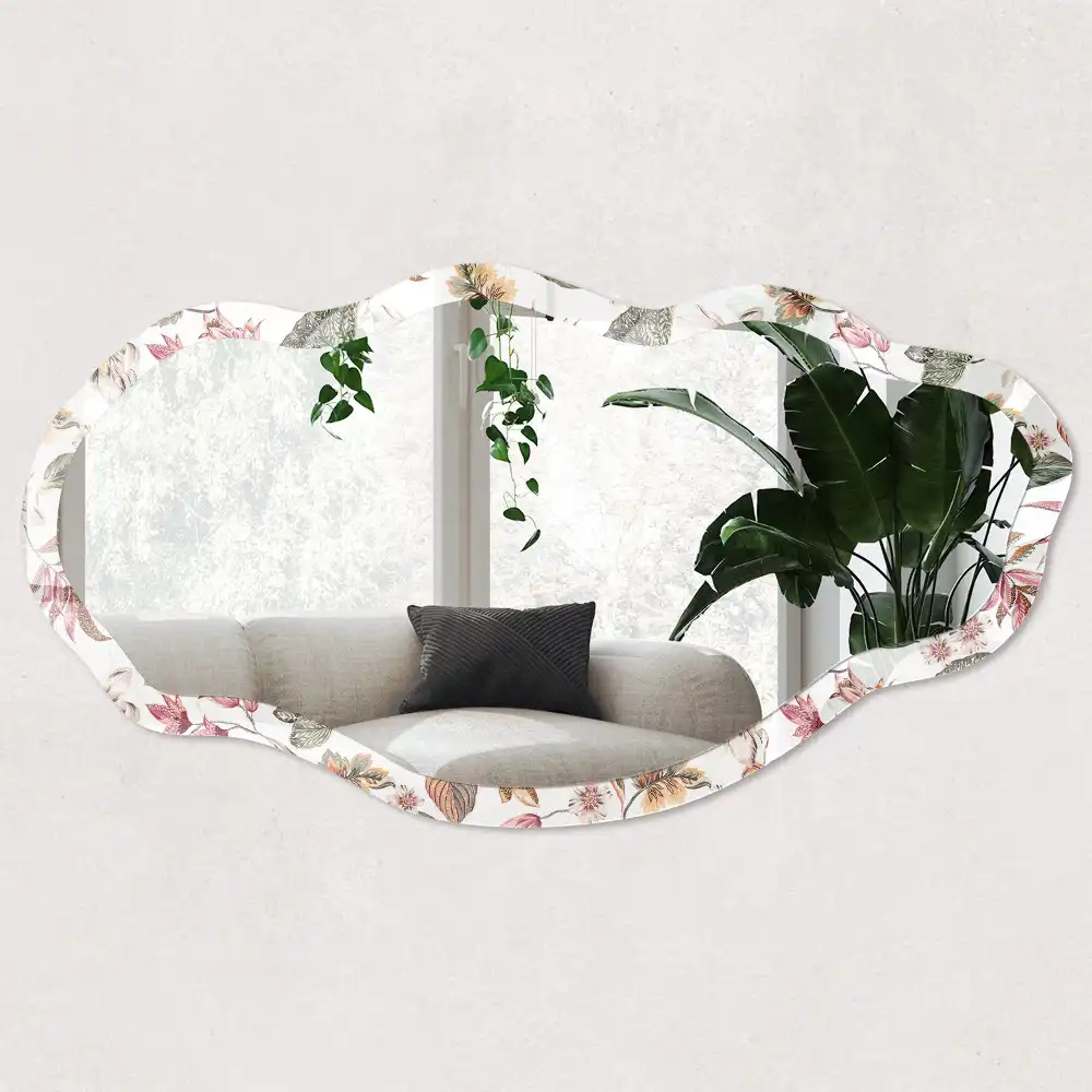 Miroir irrégulier à motif floral