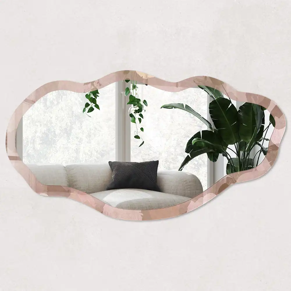 Miroir encadré à motif floral romantique et forme irrégulière