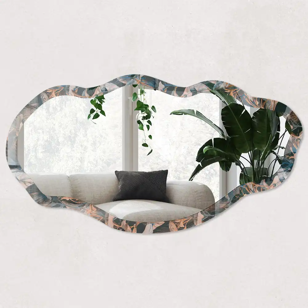 Miroir décoratif irrégulier à motif de composition végétale