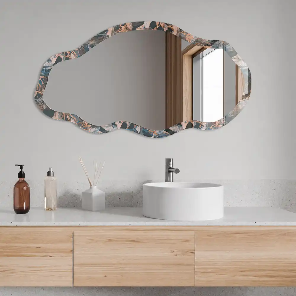 Miroir décoratif irrégulier à motif de composition végétale