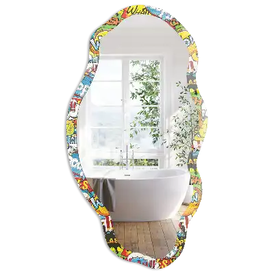 Miroir encadré à impression pop-art forme irrégulière