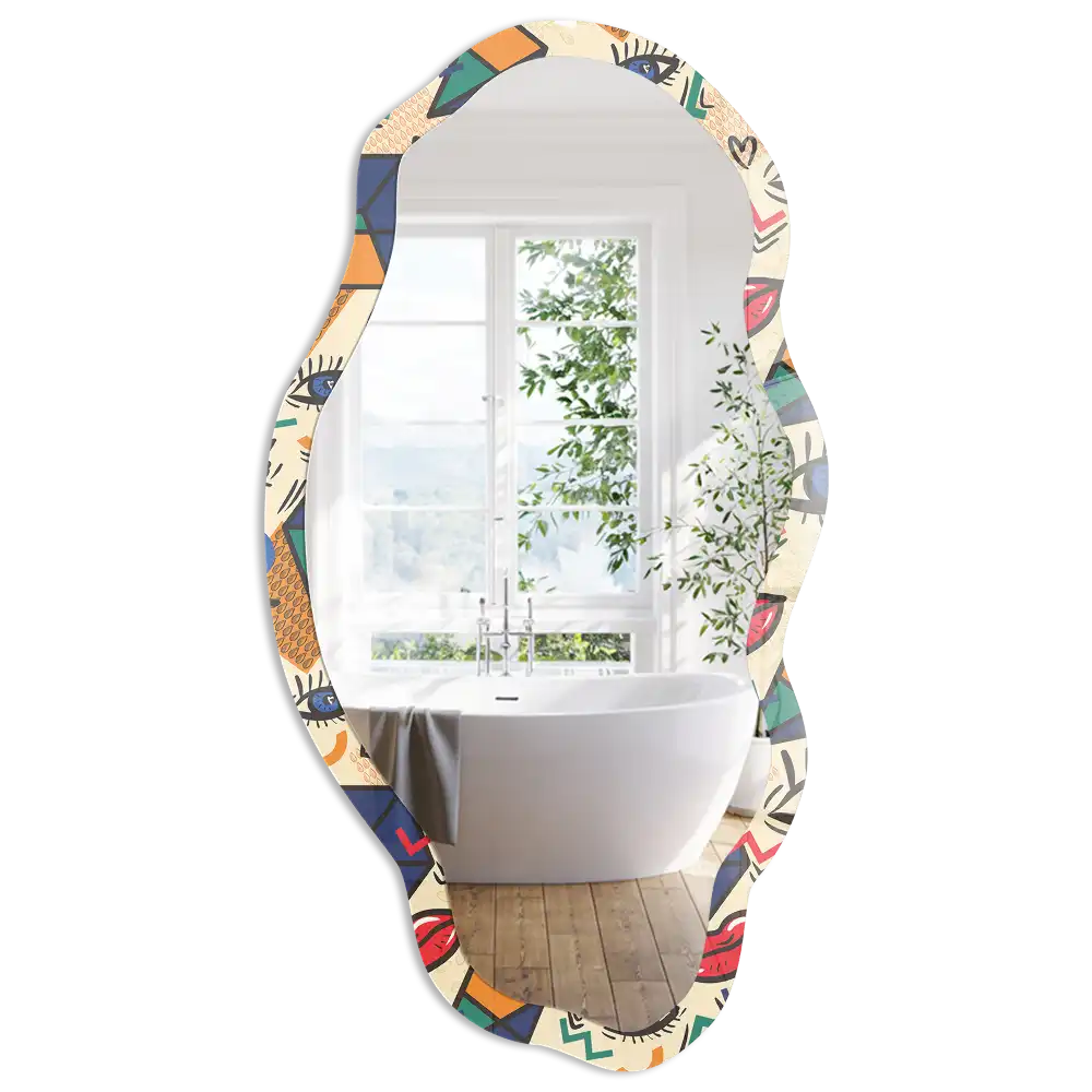 Miroir irrégulier à motifs pop