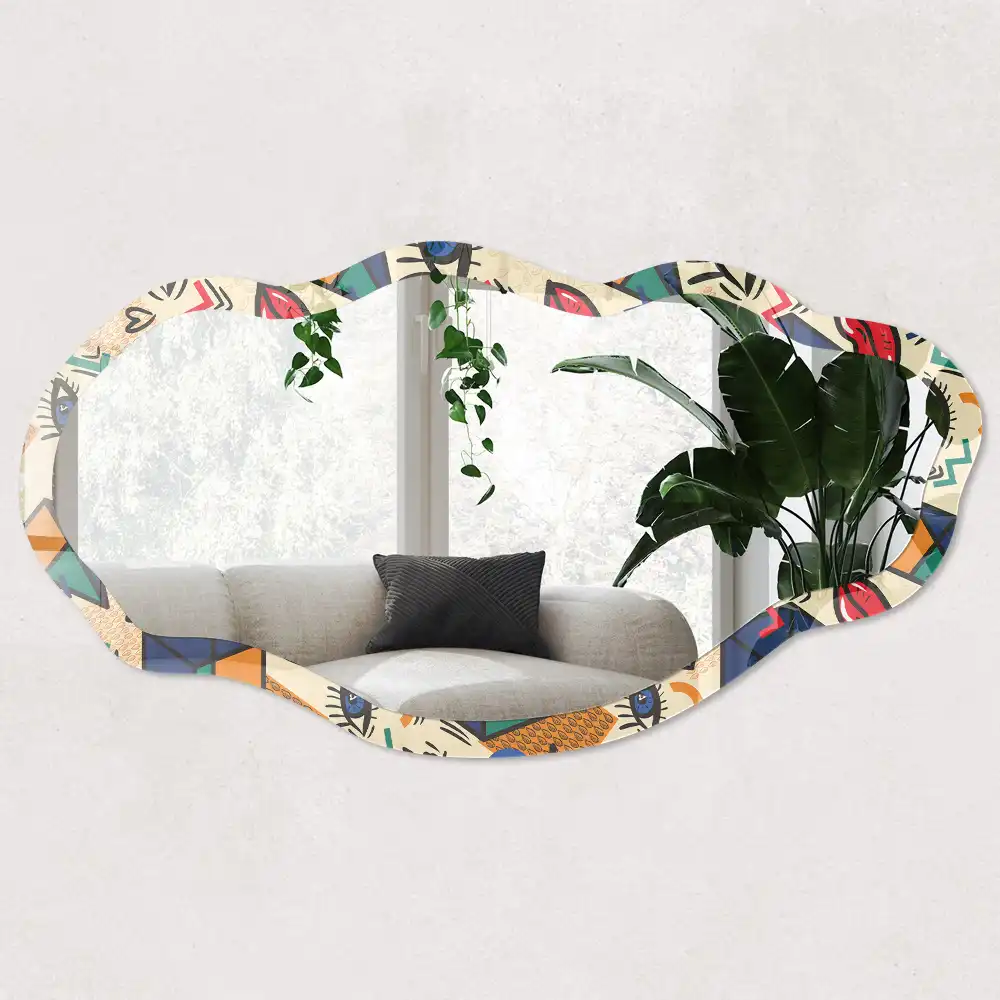 Miroir irrégulier à motifs pop