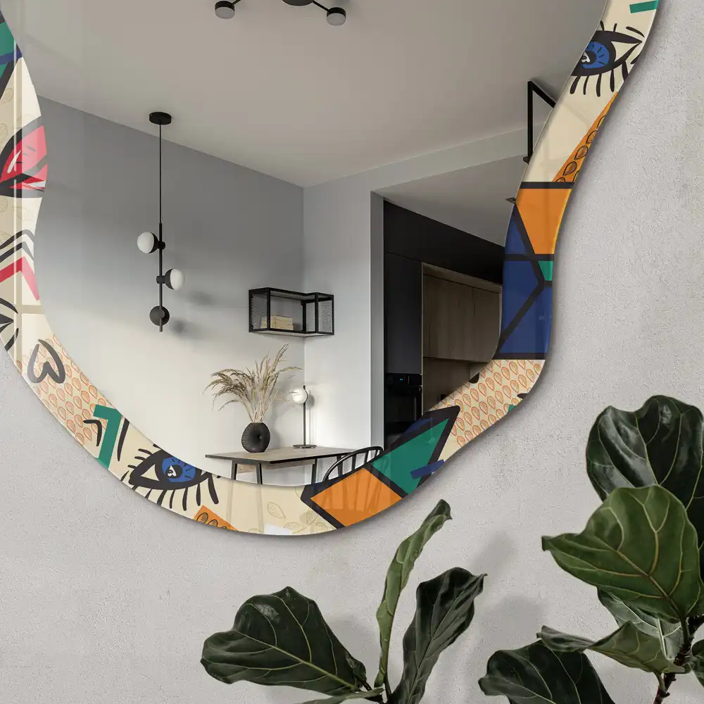 Miroir irrégulier à motifs pop