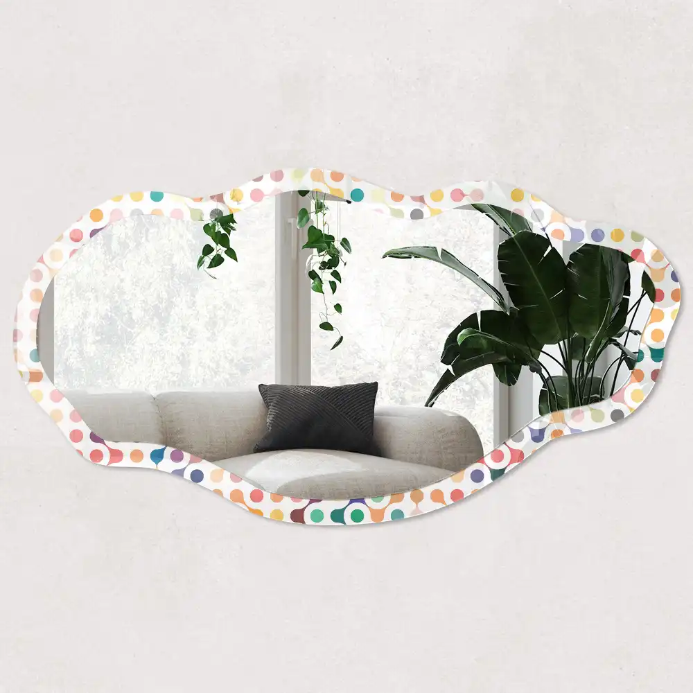Miroir décoratif irrégulier à motif géométrique coloré