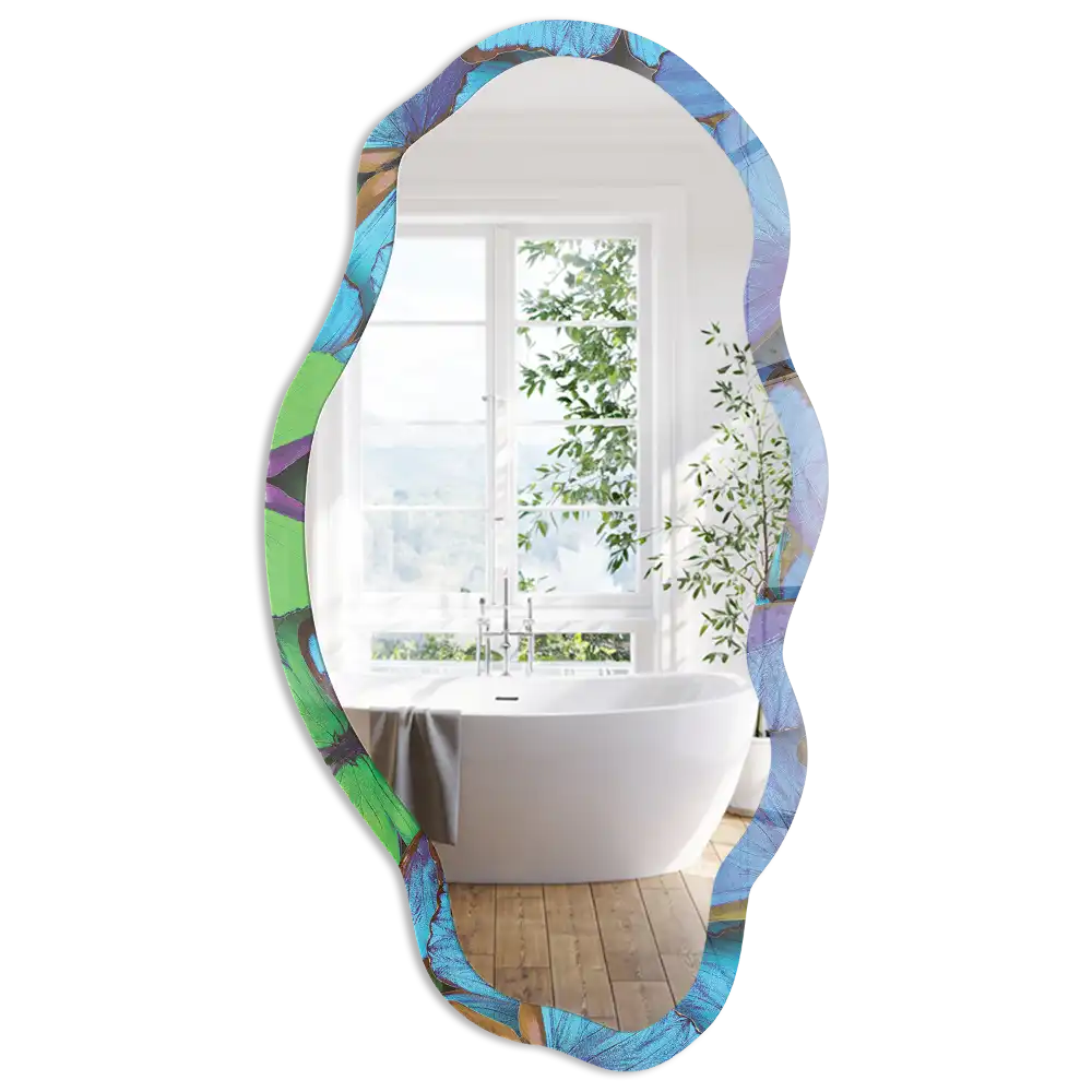 Miroir irrégulier avec motif papillon