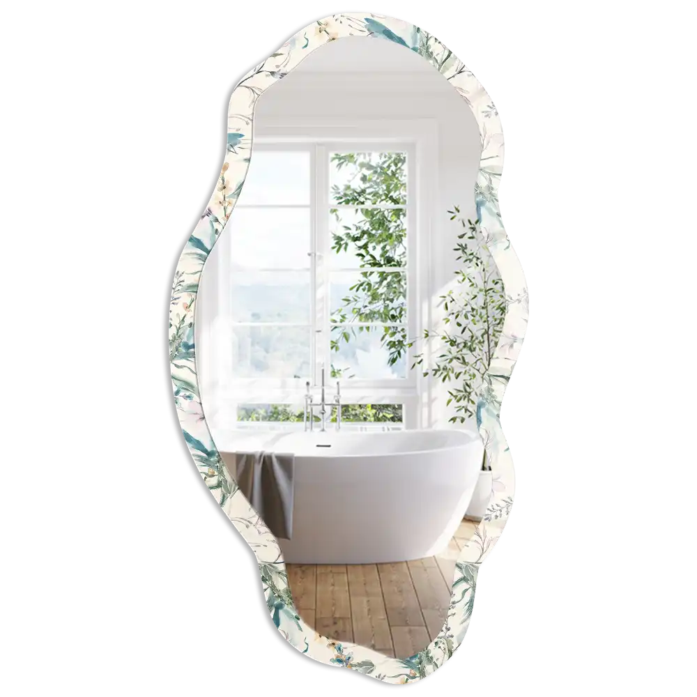 Miroir décoratif irrégulier à motif aquarelle estival