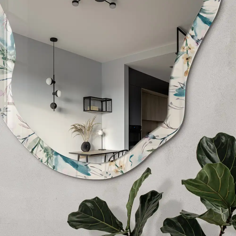 Miroir décoratif irrégulier à motif aquarelle estival