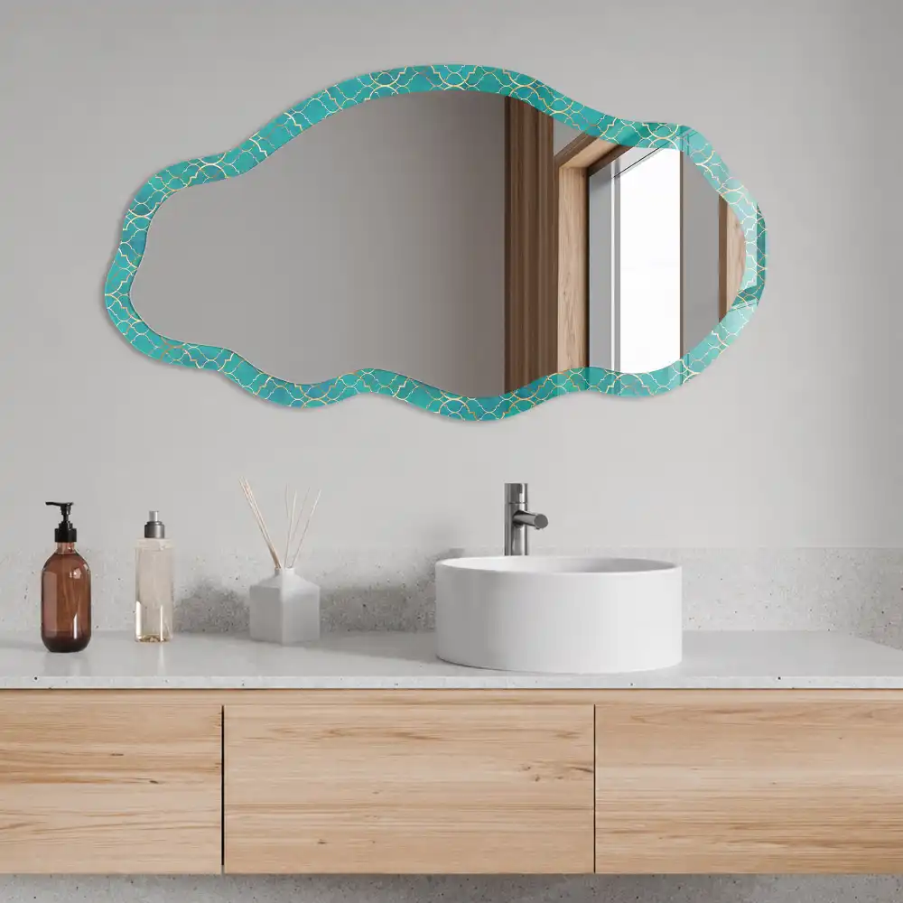 Miroir irrégulier à motif mosaïque orientale