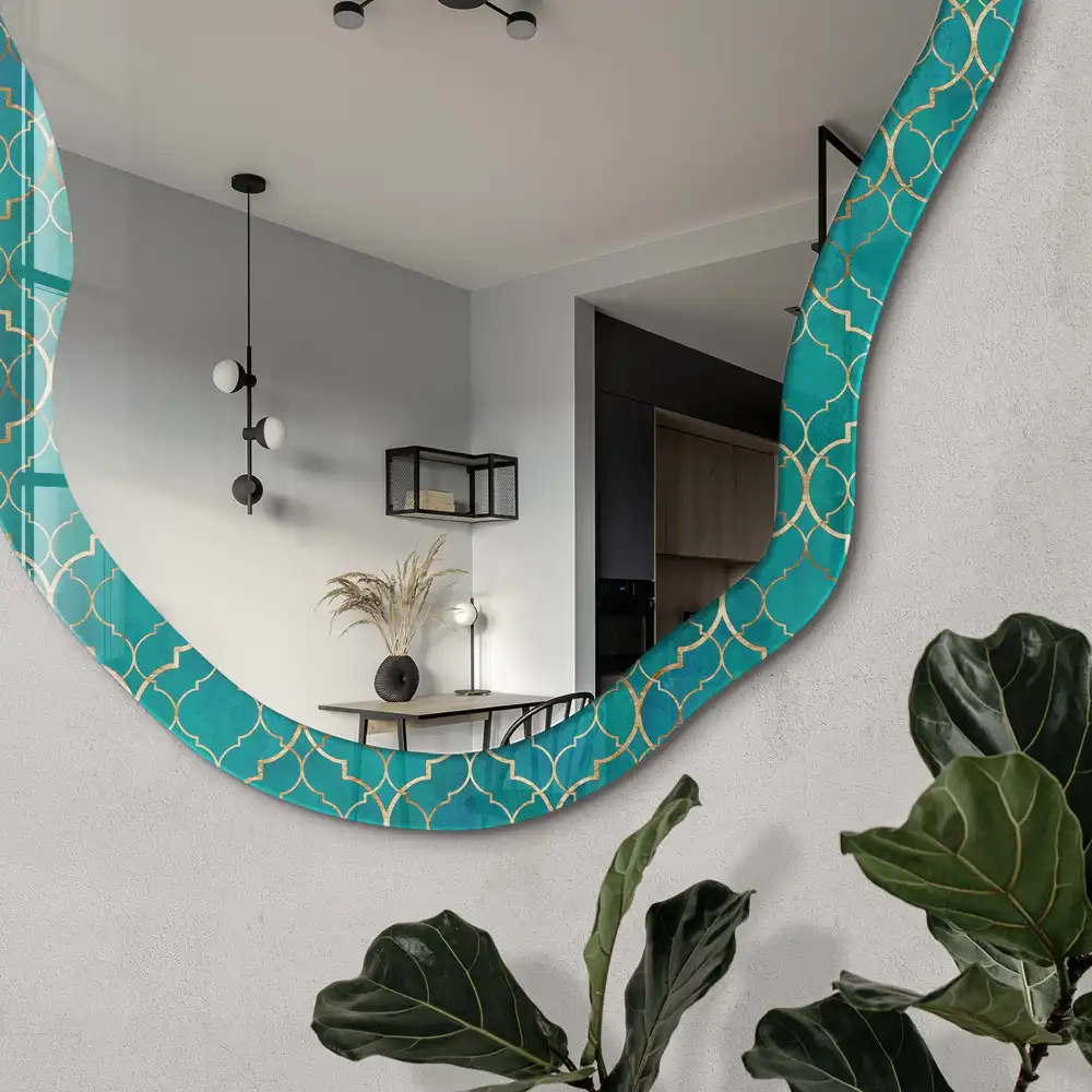 Miroir irrégulier à motif mosaïque orientale