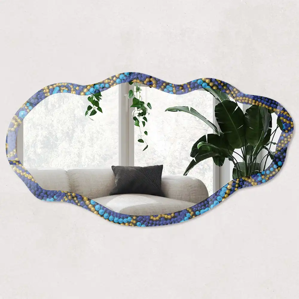Miroir décoratif irrégulier à motif mandala floral