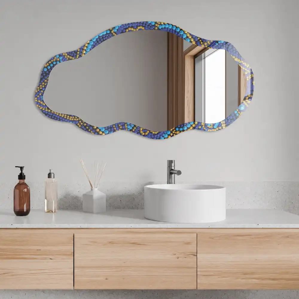 Miroir décoratif irrégulier à motif mandala floral