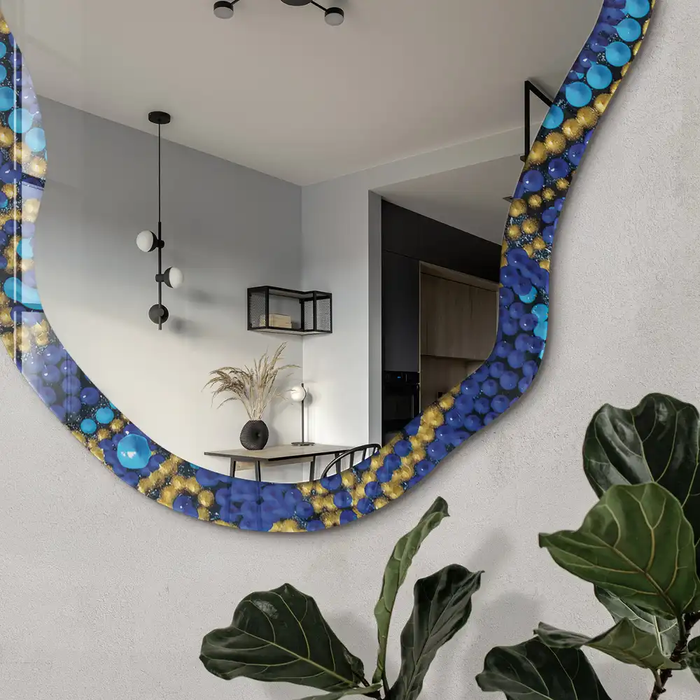 Miroir décoratif irrégulier à motif mandala floral
