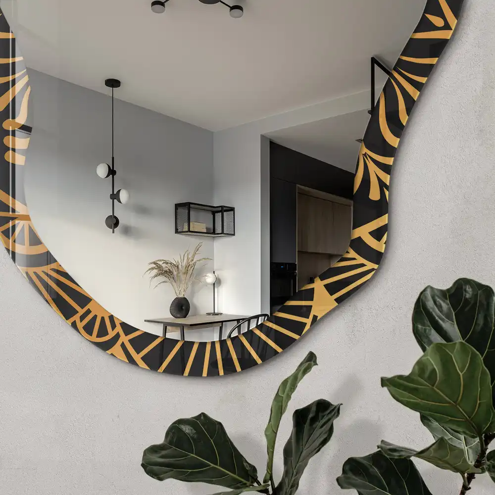Miroir irrégulier avec motif mandala élégant