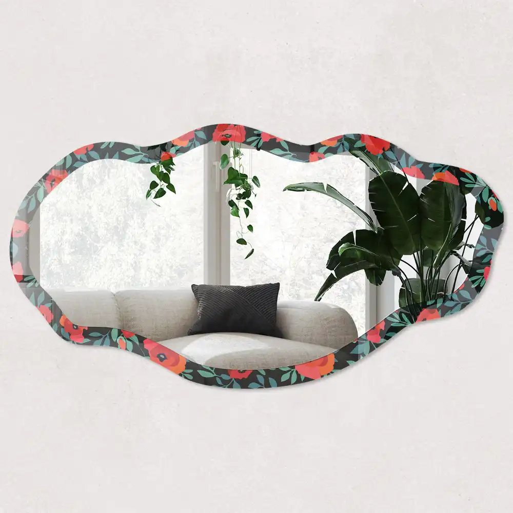 Miroir décoratif irrégulier à motif jardin