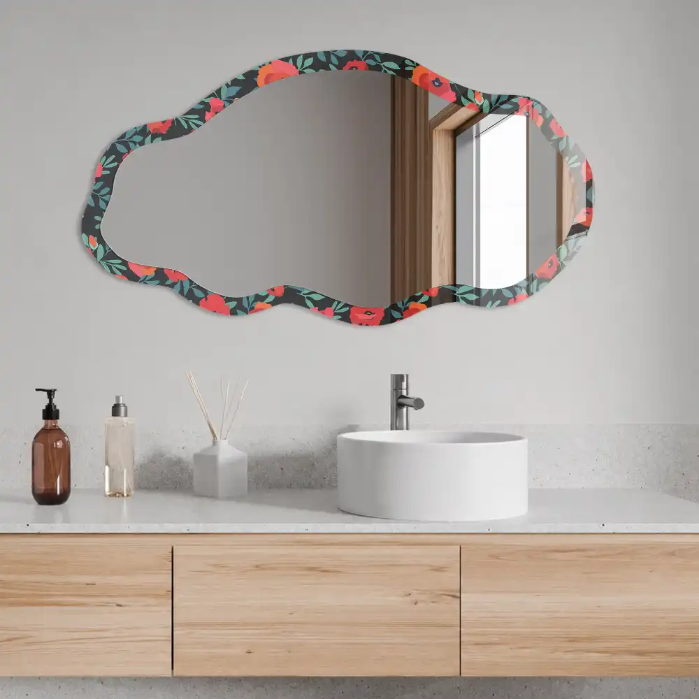 Miroir décoratif irrégulier à motif jardin