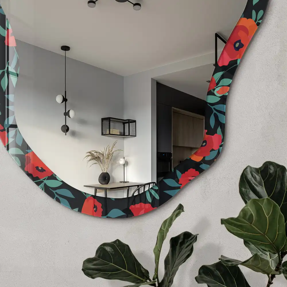 Miroir décoratif irrégulier à motif jardin