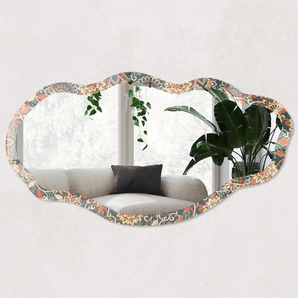 Miroir irrégulier à motif floral