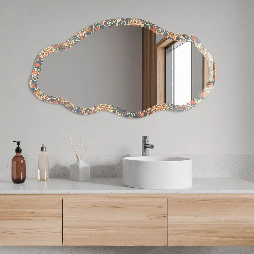 Miroir irrégulier à motif floral