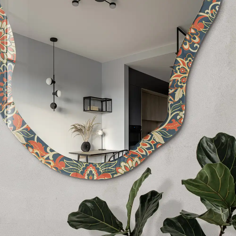 Miroir irrégulier à motif floral