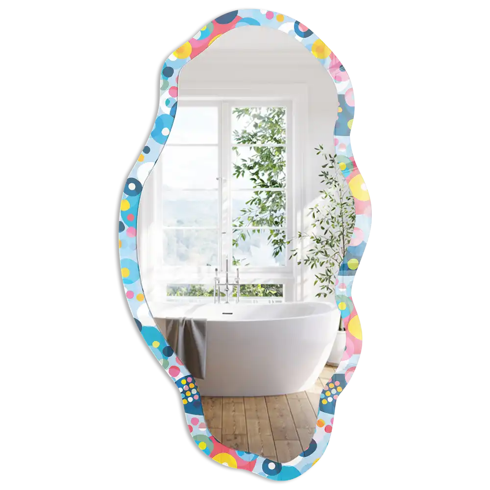 Miroir décoratif irrégulier à motif de bulles abstraites