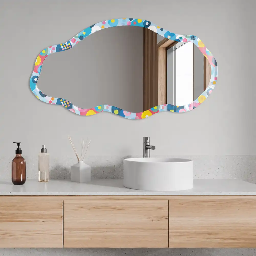Miroir décoratif irrégulier à motif de bulles abstraites