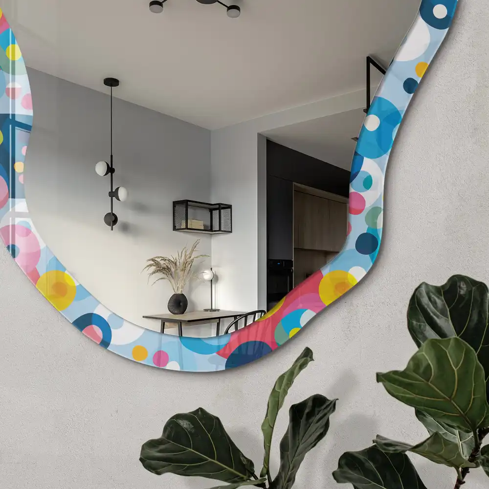 Miroir décoratif irrégulier à motif de bulles abstraites