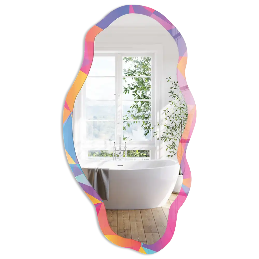 Miroir décoratif irrégulier à motif mosaïque coloré