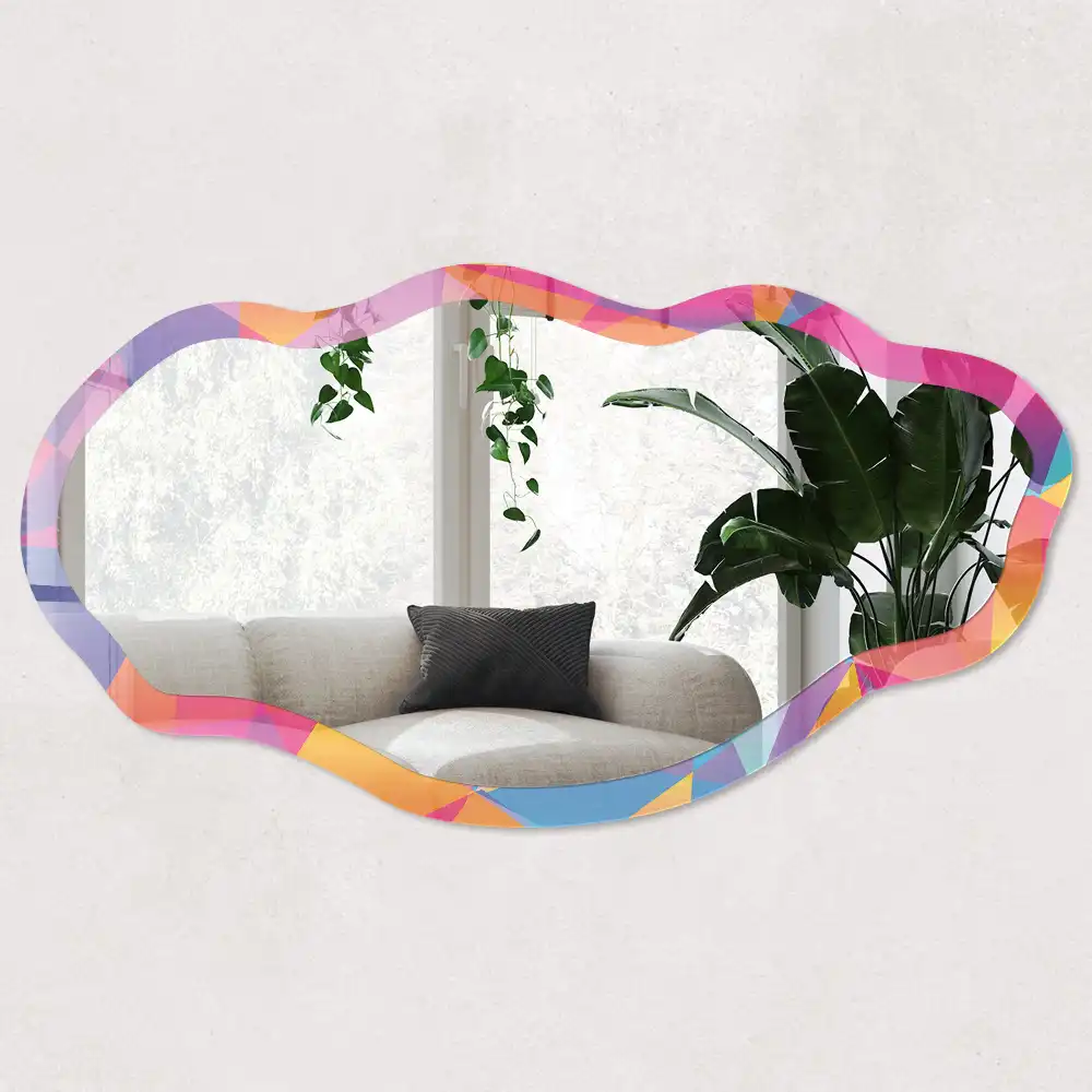 Miroir décoratif irrégulier à motif mosaïque coloré