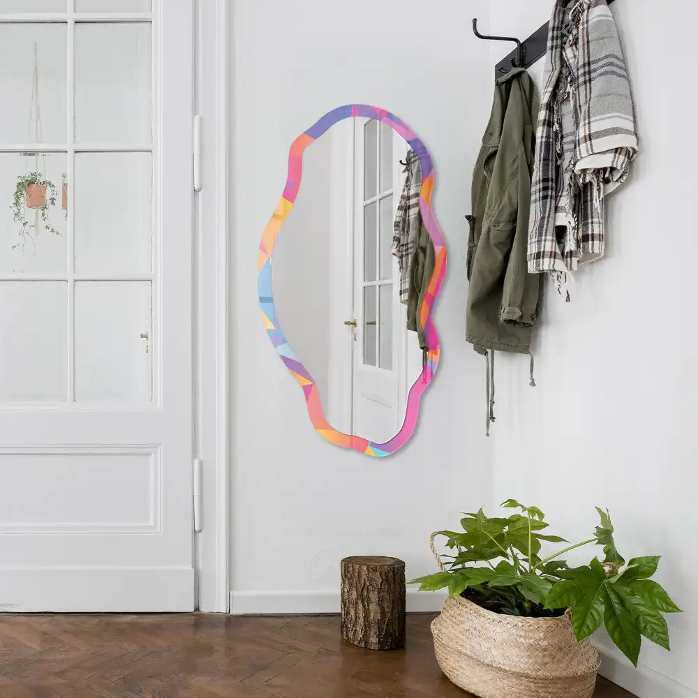 Miroir décoratif irrégulier à motif mosaïque coloré