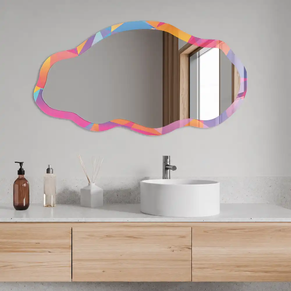 Miroir décoratif irrégulier à motif mosaïque coloré