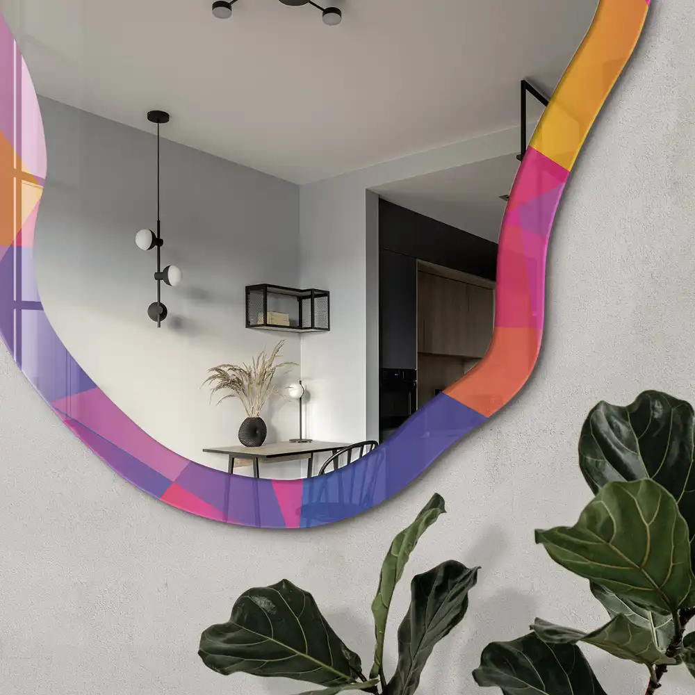 Miroir décoratif irrégulier à motif mosaïque coloré