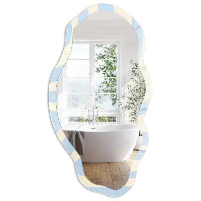 Miroir irrégulier avec impression vagues pastel