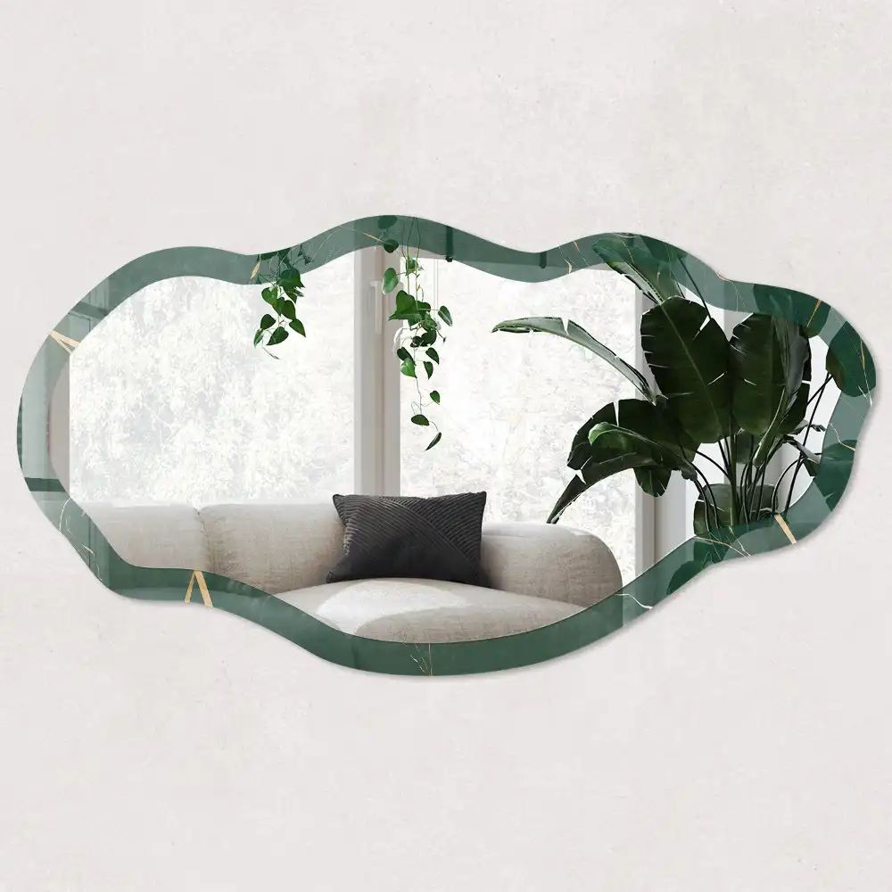Miroir décoratif irrégulier avec motif feuilles élégantes