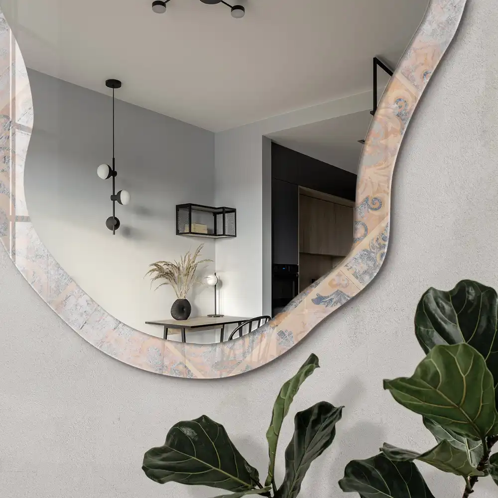 Miroir irrégulier à motif carrelage vintage
