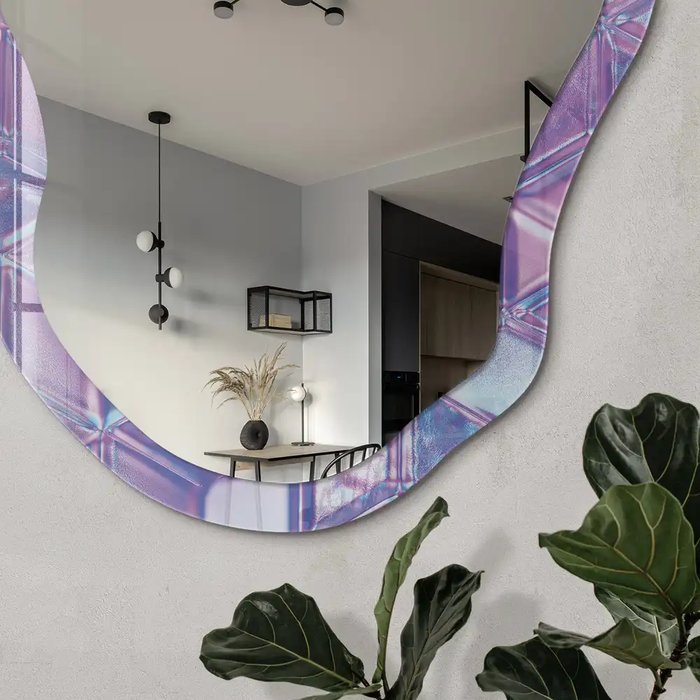 Miroir irrégulier à motif cubes de verre