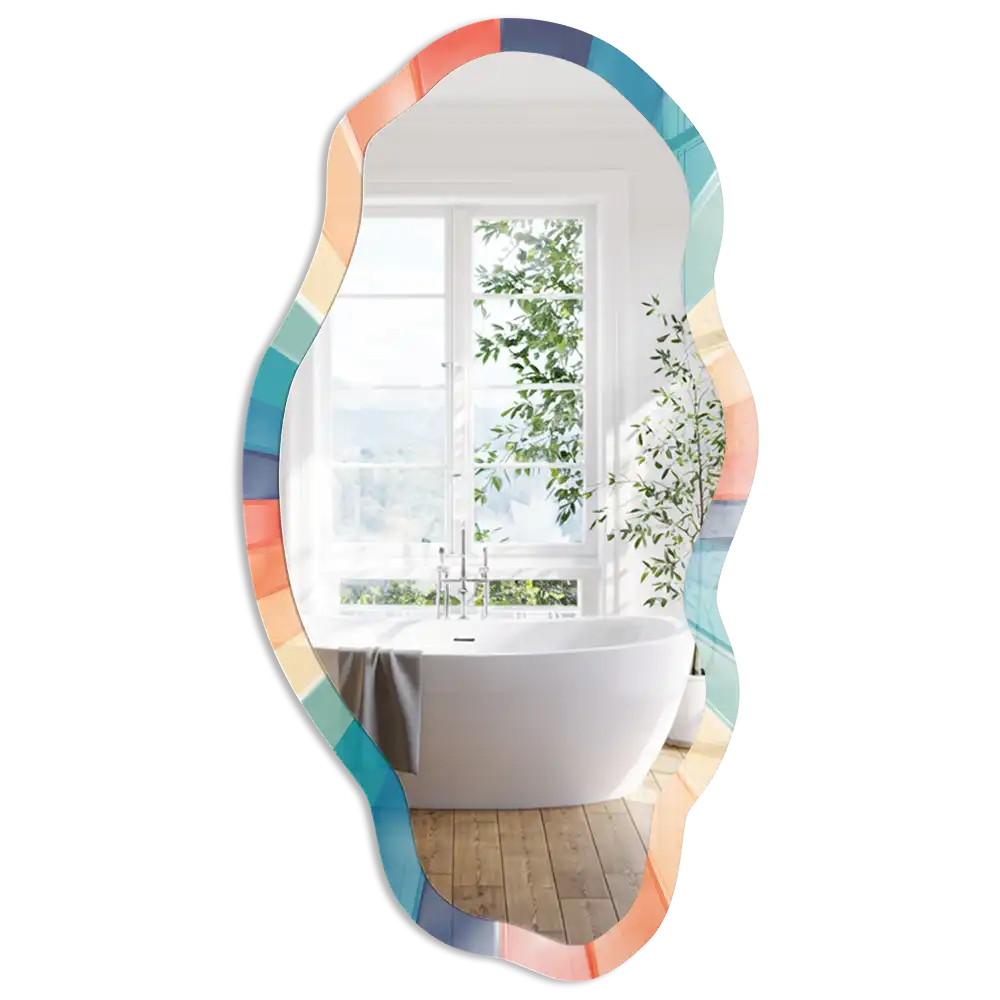 Miroir encadré à impression forme irrégulière Énergie de la couleur