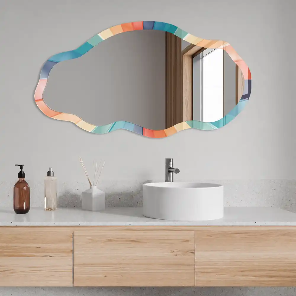 Miroir encadré à impression forme irrégulière Énergie de la couleur