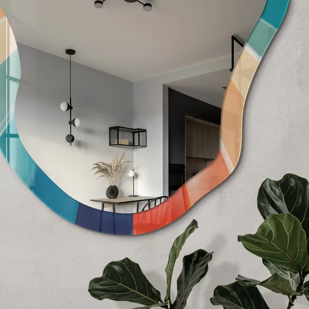 Miroir encadré à impression forme irrégulière Énergie de la couleur