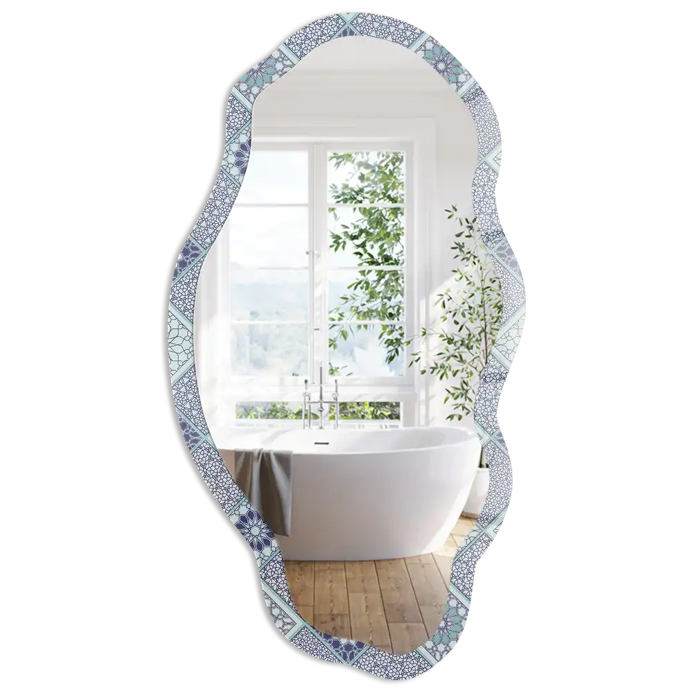 Miroir décoratif irrégulier à motif géométrique