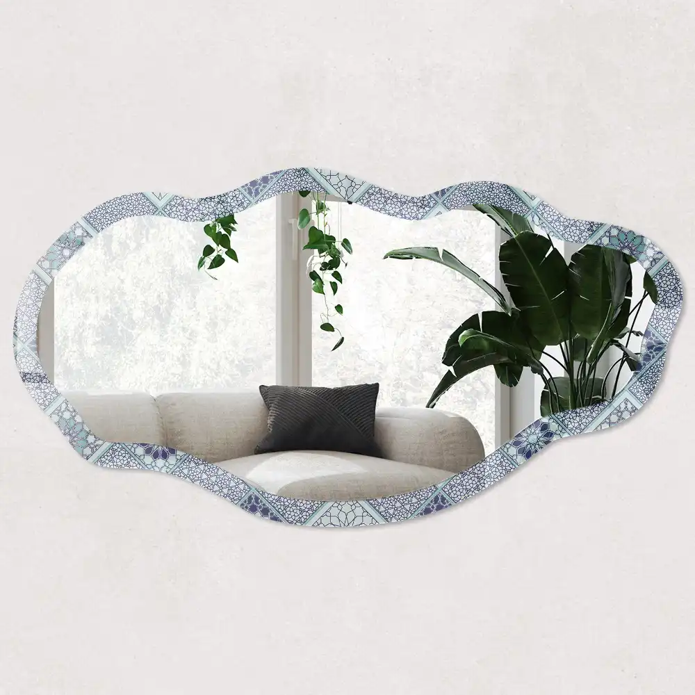 Miroir décoratif irrégulier à motif géométrique
