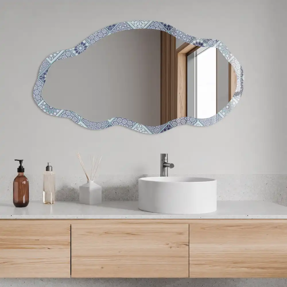 Miroir décoratif irrégulier à motif géométrique