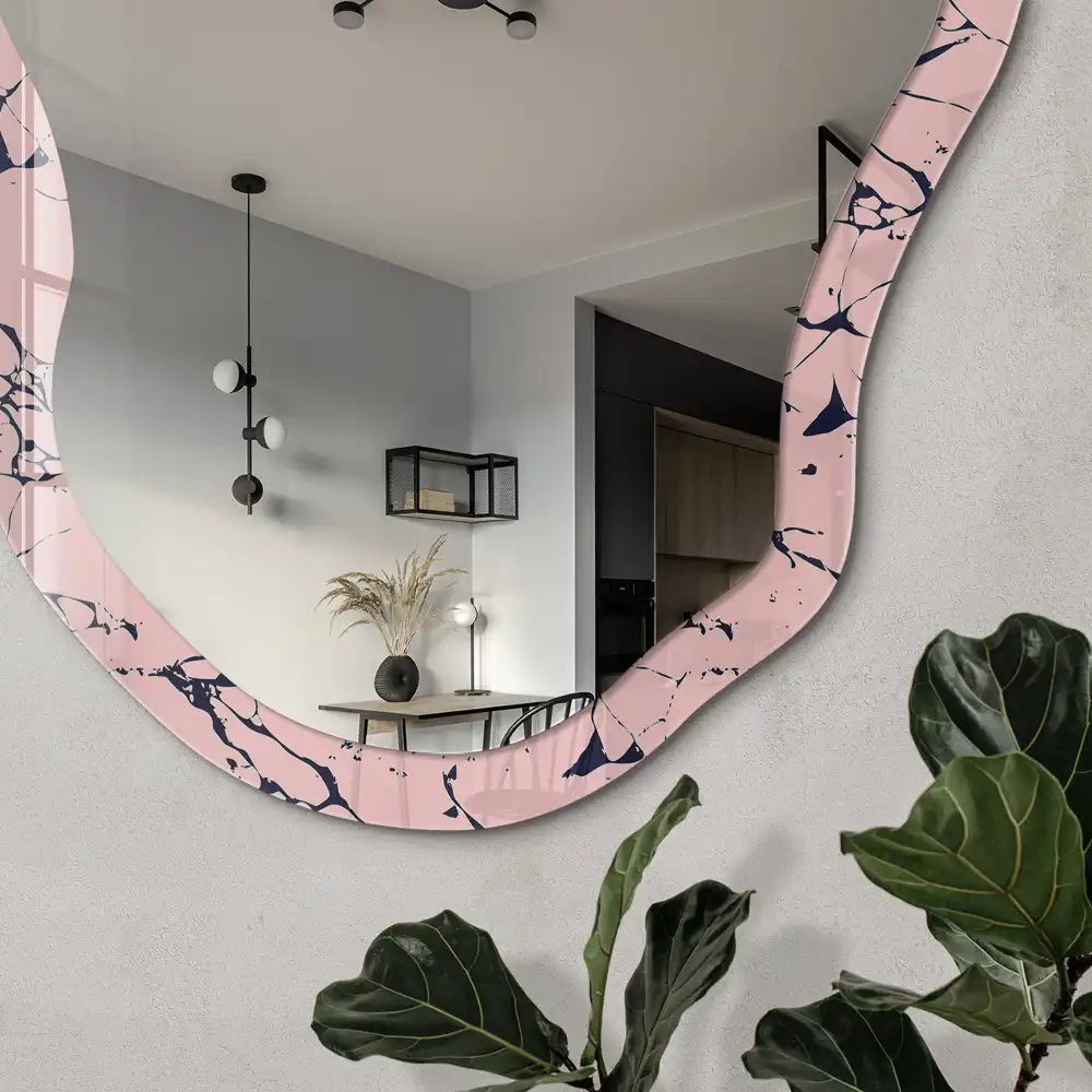 Miroir irrégulier avec impression mosaïque de marbre