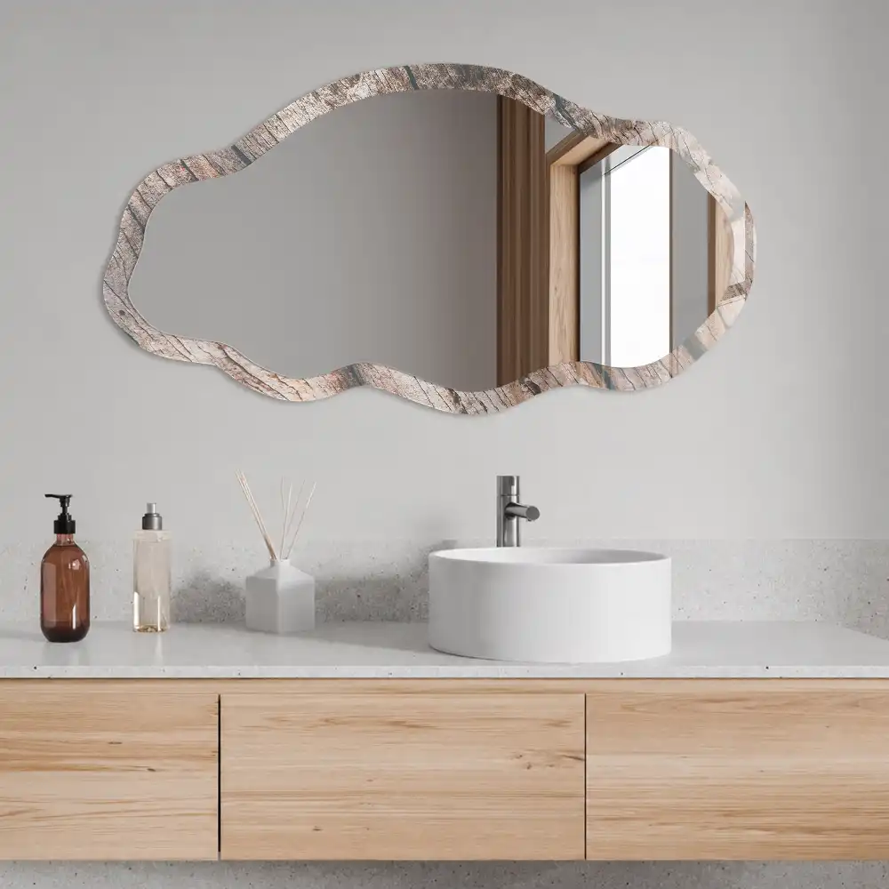 Miroir encadré à impression de forme irrégulière et texture naturelle