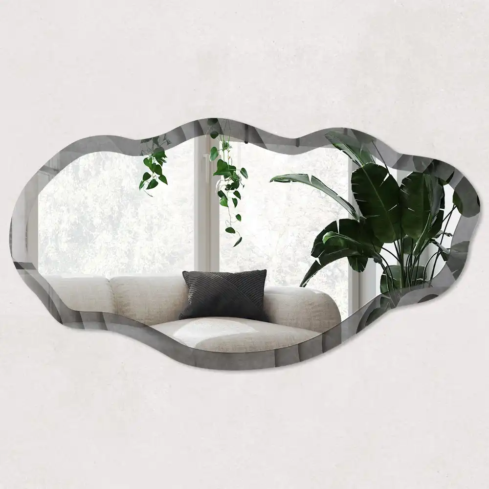 Miroir décoratif irrégulier à motif de vagues abstraites