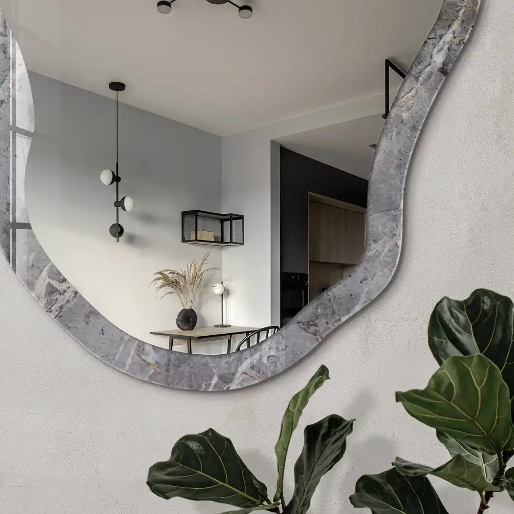 Miroir irrégulier à motif marbre