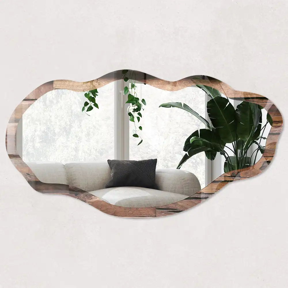 Miroir décoratif irrégulier avec cadre en bois